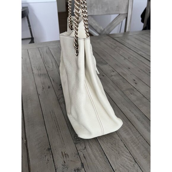GUCCI Pebbled Calfskin Medium Soho Chain Shoulder Bag Off White Ivory - Picture 9 of 16